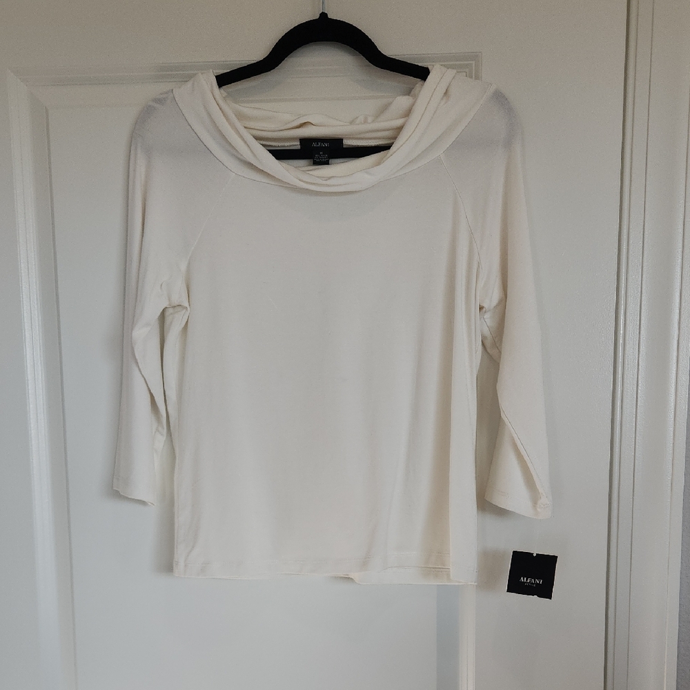 Alfani Women's White Cowl Neck Sweatshirt